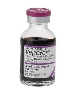 Venofer Iron Sucrose Inj, 20mg/mL, 10x5mL/pk