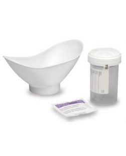 Mid-Stream Catch Kit Includes: Funnel, 4 oz Specimen Container & Label, Package Tray, & (3) BZK Antiseptic Towelettes, Instructions, Sterile, 36/cs