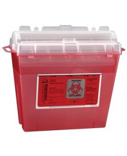 SharpSentinel Sharps Container, 5 Qt, Translucent Red, Rotating Lid, 32/cs