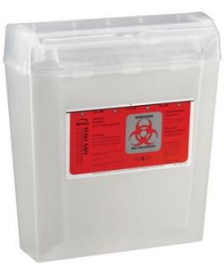 Wall Safe® Sharps Container, 5 Qt, Translucent Beige, Rotating Lid, 24/cs