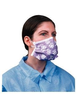 Face Mask with Earloops, Purple Designer, 8, 50/bx, 6bx/cs