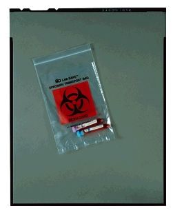 Collection Bag, 9 x 12, Zip Closure, Biohazard Black/ Red Print, 1000/cs