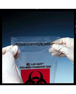 Collection Bag, 8 x 11½, Reclosable Adhesive Closure, Biohazard Black/ Red Print, 1000/cs (12 cs minimum)