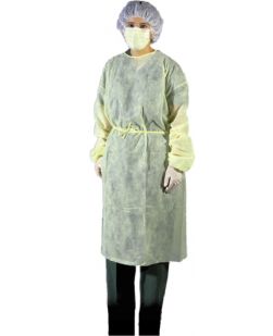 Isolation Gown, Extra Large, AAMI 2, Over the Head, Thumbloop Cuffs, Yellow, 10/pk, 10 pk/cs