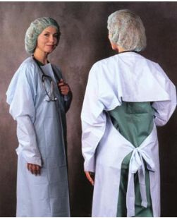 Embossed Polyethylene Gown, Thumbhook Stirrups, Individually Wrapped, Blue, 75/cs