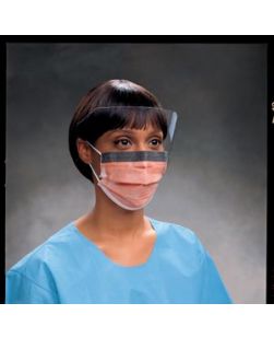 Fluidshield® Fog-Free Procedure Mask with Earloops, Wraparound Visor, Orange, 25/pkg, 4 pkg/cs (72 cs/plt)