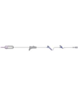 IV Admin Set, 10 Drops Per mL, 83 Length, 17mL Priming Volume, Non-Vented, Roller Clamp, 1 Pre-Pierced Y Site, 1 AMSafe Needle-Free Y Site, Rotating Male Luer Lock, PE Poly Pouch, 50/cs (90 cs/plt)