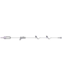 IV Admin Set, 10 Drops Per mL, 96 Length, 19 mL Priming Volume, Non-Vented, Roller Clamp, 2 Y Sites, Rotating Male Luer Lock, PE Poly Pouch, 50/cs