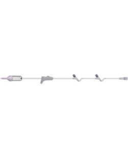 IV Admin Set, 15 Drops Per mL, 96 Length, 19 mL Priming Volume, Non-Vented, Roller Clamp, 2 Y Sites, Rotating Male Luer Lock, PE Poly Pouch, 50/cs