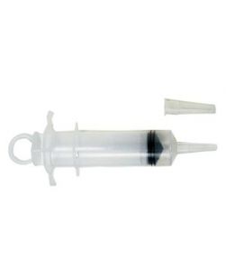 Irrigation Syringe, 60cc, Thumb Control Ring, Catheter Tip with Tip Protector, Sterile, Packaged in Poly Pouch, 50/cs (70 cs/plt)