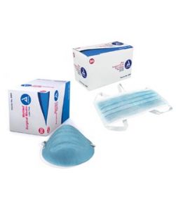 Mask, Ties & Plastic Shield, Glass-Free Filter, Blue, 50/bx, 4 bx/cs