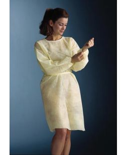 360° Wrap-Around Isolation Gown, Non-Woven, One Size Fits Most, Yellow, 25/cs (36 cs/plt)