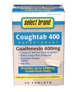 Cough Tablet Expectorant, 400mg, Active Ingredient Guaifenesin 400mg, 50s, 24/cs (UPC 01512701642) (Continental US Only)