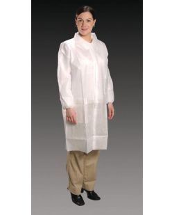 Lab Coat, 2X-Large, White, Tapered Collar, Elastic Wrist, 30/cs