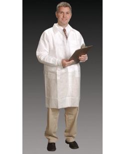 Lab Coat, 2X-Large, White, Tapered Collar, Knit Cuff, 30/cs