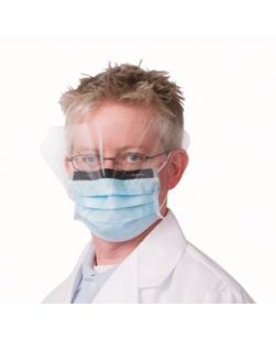Face Mask, Procedure, Earloop with Shield, Anti-Fog, Blue, Latex Free (LF), 25/bx, 4 bx/cs (90 cs/plt)