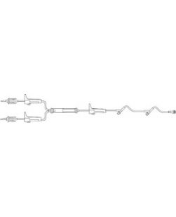 Admin Set, Y-Type, 3 Roller Clamps, Drip Chamber, 170µ Blood Filter, Injection Sites 6 & 28 Above Distal End, SPIN-LOCK Connector, 36mL Priming Volume, 96L, 10 Drops/mL, 50/cs