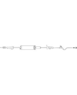 Mini-Drop Admin Set, Non-Vented Spike, Roller Clamp, 150mL Burette Chamber, Roller Clamp, Injection Site 6 Above Distal End, SPIN-LOCK Connector, Latex Free (LF), 15mL Priming Volume, 87L, 60 drops/mL, 20/cs