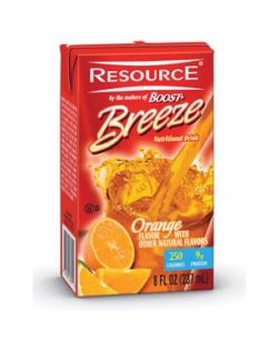 Resource® Breeze, Orange Flavored, 8 fl oz Brik Paks, 27/cs (150 cs/plt) (Minimum Expiry Lead is 90 days)