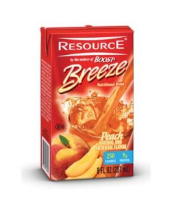 Resource® Breeze, Peach Flavored, 8 fl oz Brik Paks, 27/cs (150 cs/plt) (Minimum Expiry Lead is 90 days)