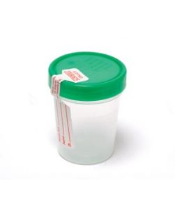 Specimen Container, Screw-On Lid & tamper evident label, 4 oz, Sterile, 100/cs (54 cs/plt)