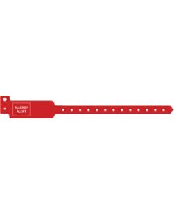 Wristband, Adult/ Pediatric, 10, Tri-Laminate, Allergy Alert, Red, 250/bx