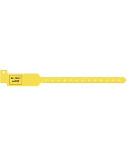 Wristband, Adult/ Pediatric, 10, Tri-Laminate, Allergy Alert, Yellow, 250/bx