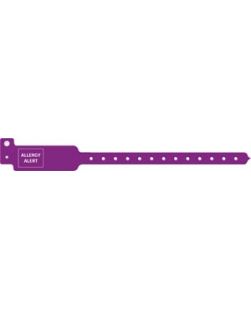 Wristband, Adult/ Pediatric, 10, Tri-Laminate, Allergy Alert, Purple, 250/bx