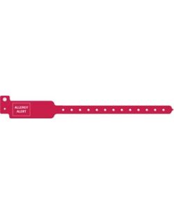 Wristband, Adult/ Pediatric, 10, Tri-Laminate, Allergy Alert, Cranberry, 250/bx