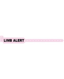 Wristband, Adult, Tri-Laminate, Limb Alert, Pink, 500/bx