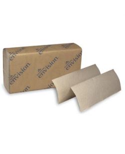 EPA Singlefold Paper Towels, Paper Band, Brown, 9¼ x 10¼ Sheets, 250 ct/pk, 16 pk/cs