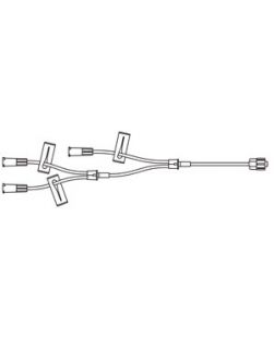 Small Bore Triple-Leg Extension Set, 3 Proximal Female Luer Lock Connections, 1 Distal Male Luer Lock Connection, 3 Slide Clamps, 0.7 mL Priming Volume, 9L, DEHP & Latex Free (LF), 100/cs