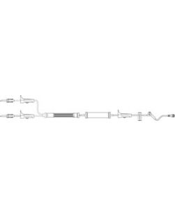 Admin Set, Y-Type, Drip Chamber, 170µ Blood Filter, Pump Chamber, 3 Roller Clamps, Slide Clamp, SAFELINE Injection Site 6 Above Distal End, SPIN-LOCK Connector, 72mL Priming Volume, 86L, 10 Drops/mL, Latex Free (LF), 50/cs