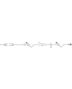 Gravity IV Admin Set, Universal Spike, Backcheck Valve, ULTRASITE Valve Injection Sites 80 & 6 Above Distal End, Roller Clamp, Slide Clamp, SPIN-LOCK Connector, Latex Free (LF), 19.0mL Priming Volume, 106L, 15 drops/mL, 50/cs