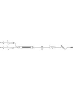 Blood Set, Y-Type, 2 Upper Roller Clamps, Drip Chamber with 170µ Blood Filter, ULTRASITE Y-Sites 6 Above Distal End, Roller Clamp, SPIN-LOCK Connection, 112L, 10 Drops/mL (352342), 24.8mL, Latex Free (LF), 50/cs