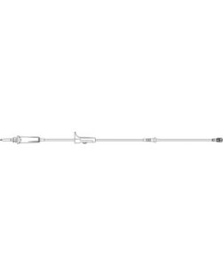 Universal Spike, Roller Clamp, Free Flow Protection (FFP) Device 28 Above Distal End, 15 Drops/mL, Spin-Lock Connector, DEHP & Latex Free (LF), 21mL Priming Volume, 108L, 50/cs