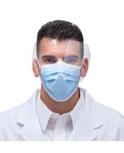 High Filtration Ear Loop Mask with Face Shield, Blue, 25/bx, 4 bx/cs
