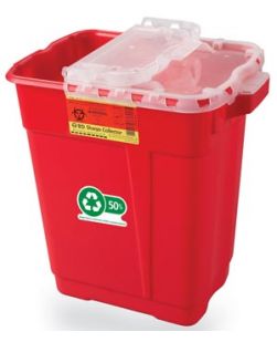 Sharps Collector, 8 Qt, Clear Top, Funnel Cap, Red, 24/cs (14 cs/plt) (Continental US Only)