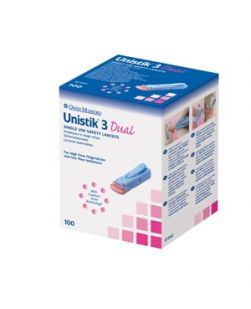Lancet, Dual, 18G, 1.8mm Penetration Depth, Blue, 100/bx