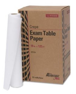 Exam Table Paper, 18 x 125 ft, White, Crepe, 12/cs (64 cs/plt) (020208)