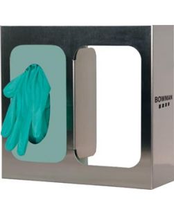 Glove Box Dispenser, Double with Dividers, Holds Two Boxes of Gloves, Two-Way Keyholes For Vertical or Horizontal Wall Mounting, Stainless Steel, 10 9/16W x 10H x 3 13/16D, 6/cs (Made in USA)