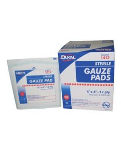 Gauze Pad, 2 x 2, 12-Ply, Sterile, 1/pk, 3600 pk/cs