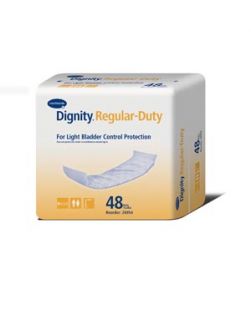 Dignity® Regular-Duty Pad, For Light Protection, 4 x 12, White, 48/bg, 8 bg/cs