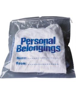 Personal Belongings Drawstring Bag, 17 x 20, Clear Bag with Blue Imprinting, 250/cs