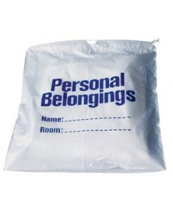 Personal Belongings Drawstring Bag, 17 x 20, White Bag with Blue Imprinting, 250/cs