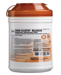 Bleach Germicidal Disposable Wipe, Large, 6 x 10½, 75/canister, 12 can/cs (30 cs/plt) (Minimum Expiry Lead is 60 days) (US Only)