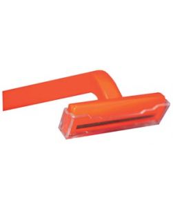 Single Blade Razor, Stainless Steel, Clear Removable Safety Cap, One-Piece Orange Handle, 100/bx, 10 bx/cs