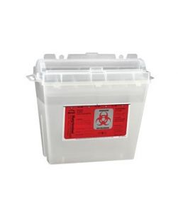 SharpSentinel Sharps Container, 5 Qt, Translucent Beige, Rotating Lid, 32/cs