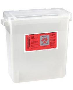 Sharps Container, 3 Gal, Large Opening Lid, Translucent Beige, 12/cs