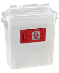 Sharps Container, 3 Gal, Rotating Lid, Translucent Beige, 12/cs